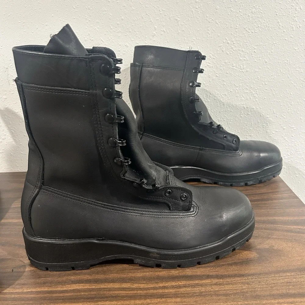 BELLEVILLE 360ST Mens Steel-Toe Military Black Leather Vibram Boots Size 12 N